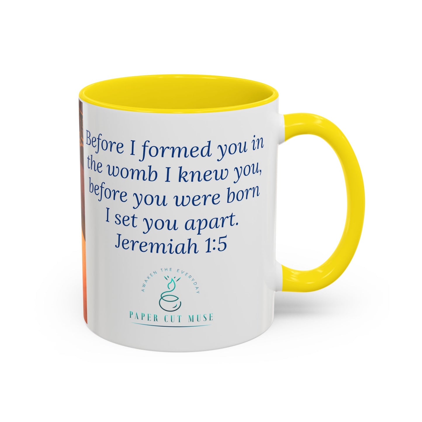 Worn and Known Mug – Jeremiah 1:5 Scripture | Watercolor Artwork by P. French Barber | Faith-Based Ceramic Coffee Cup
