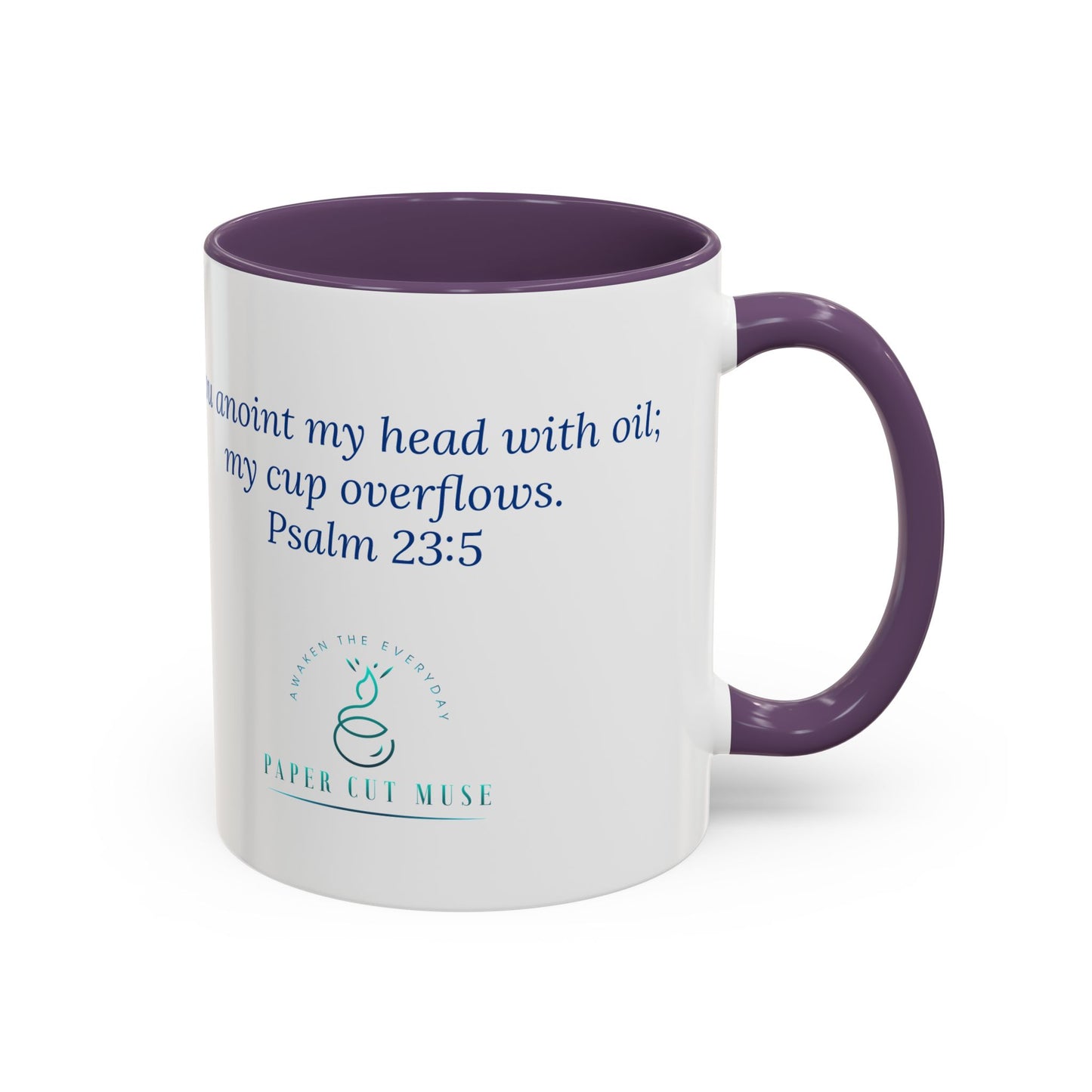 Cup of Joy Mug – Psalm 23:5 Scripture | Original Artwork by P. French Barber | Faith-Based Ceramic Coffee Cup