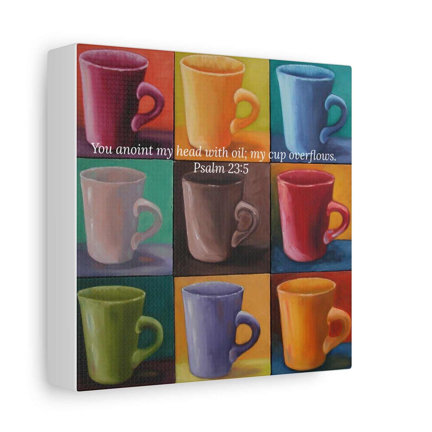 Cup of Joy Canvas – Original Oil Painting of Coffee Mugs by P. French Barber  Inspirational Kitchen Art by Paper Cut Muse