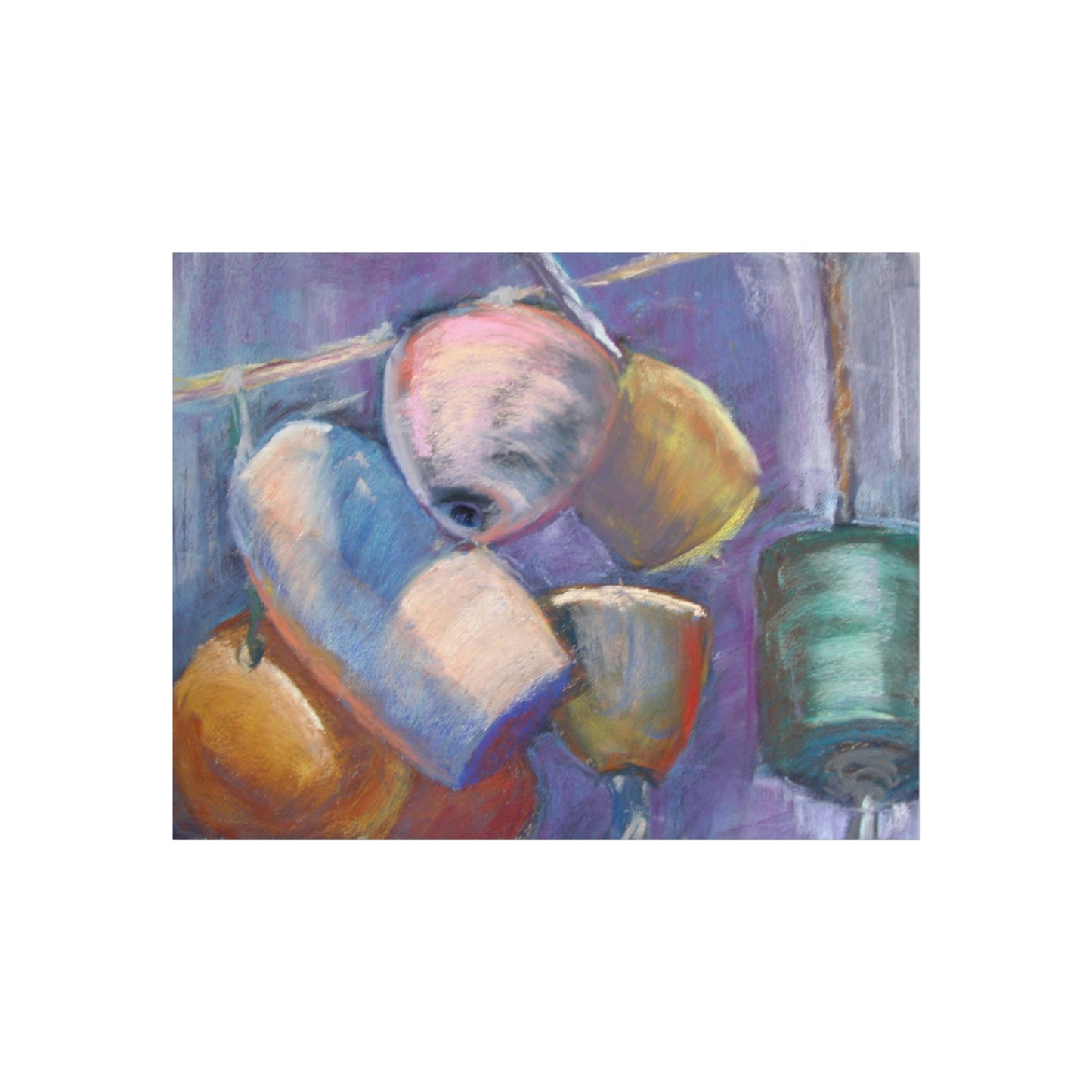 Anchor of Hope Fine Art Poster – Original Pastel Painting of Nautical Buoys by P. French Barber