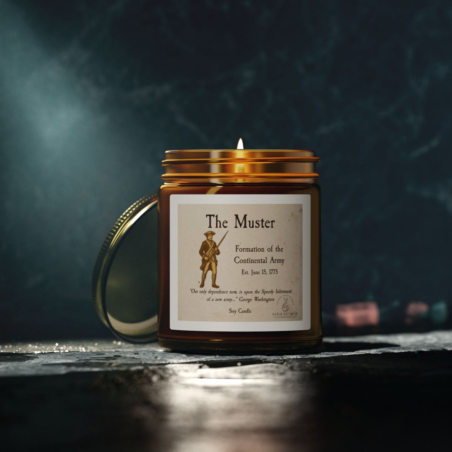 The Muster – Continental Army Soy Candle America 250 Collection Paper Cut Muse