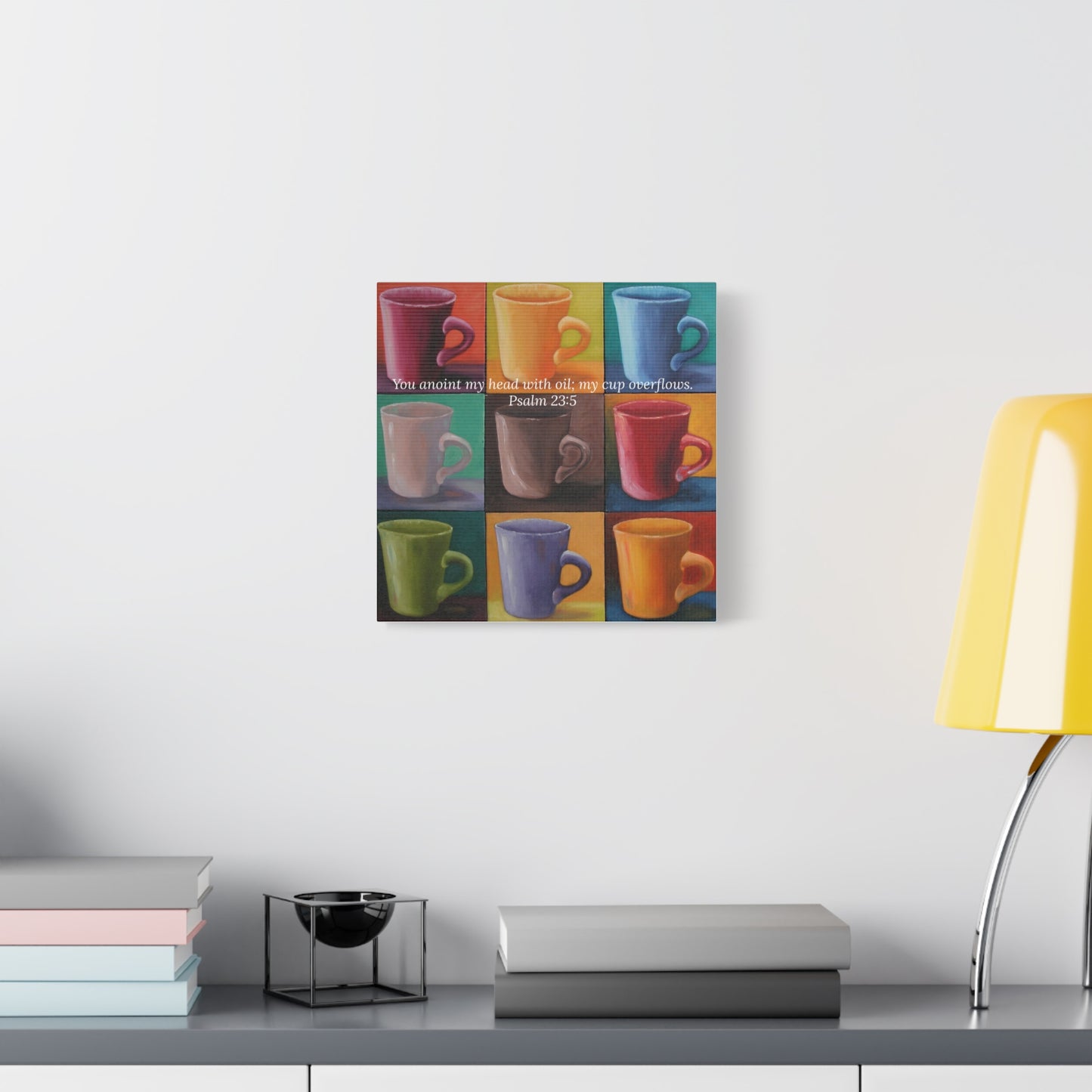 Cup of Joy Canvas – Original Oil Painting of Coffee Mugs by P. French Barber  Inspirational Kitchen Art by Paper Cut Muse