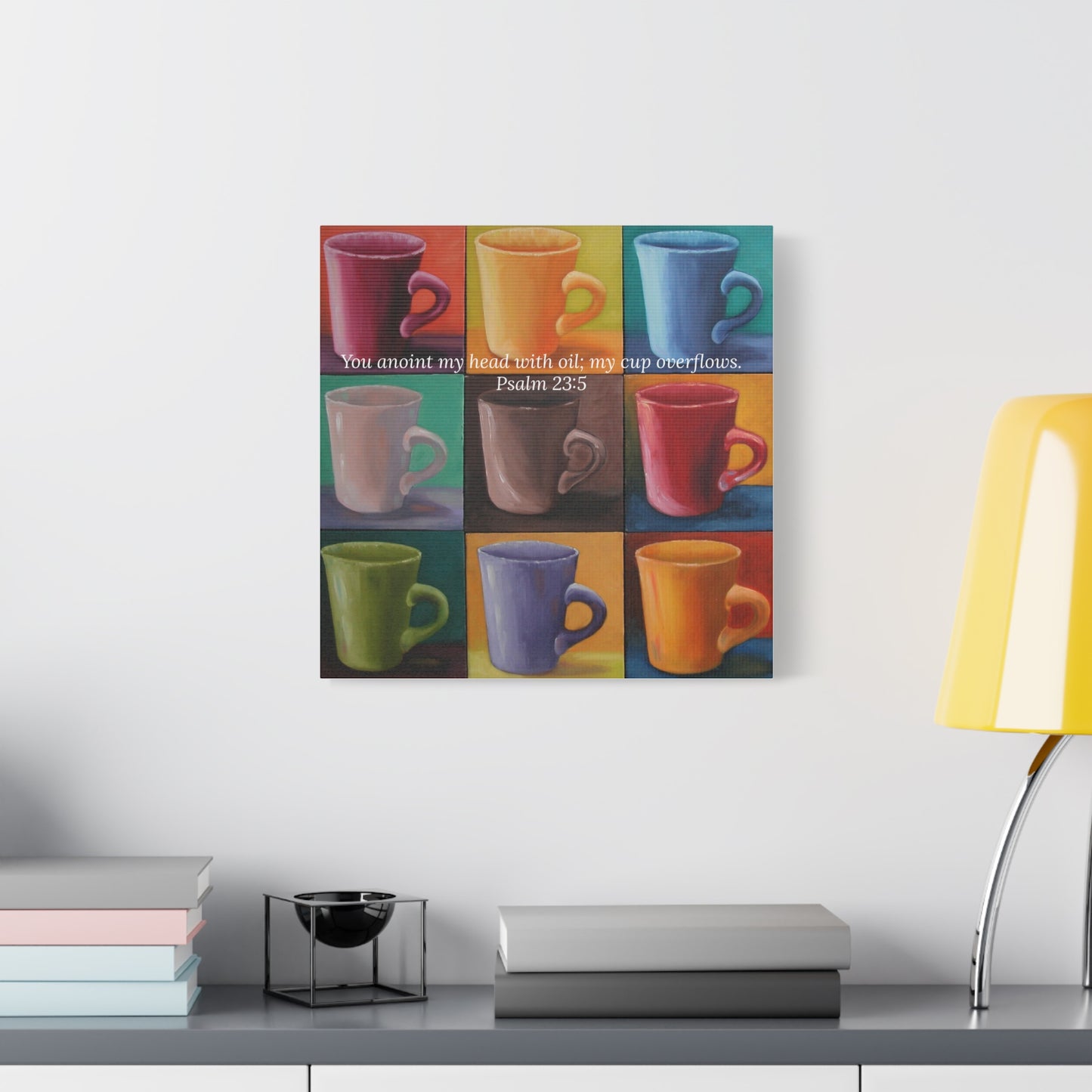 Cup of Joy Canvas – Original Oil Painting of Coffee Mugs by P. French Barber  Inspirational Kitchen Art by Paper Cut Muse