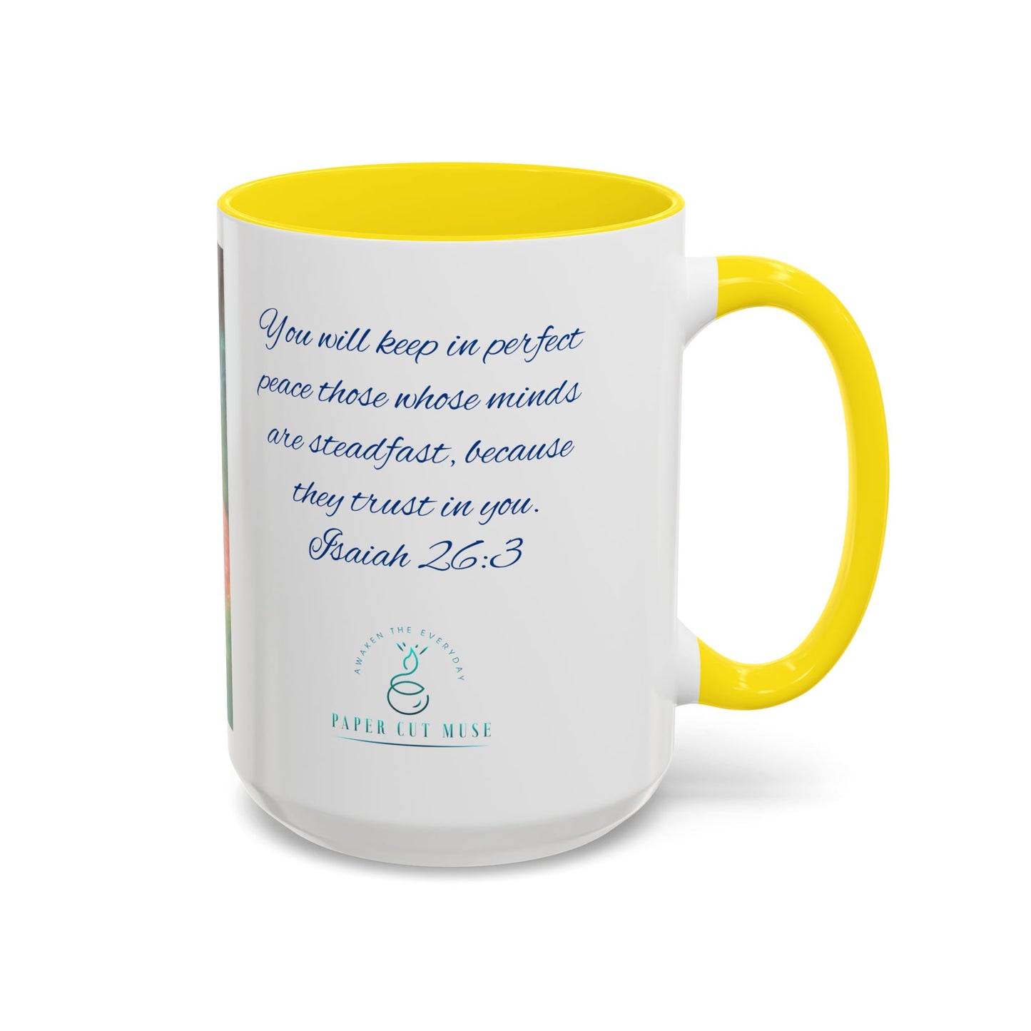 Perfect Peace Mug – Isaiah 26:3 Scripture | Original Artwork by P. French Barber | Faith-Based Ceramic Coffee Cup