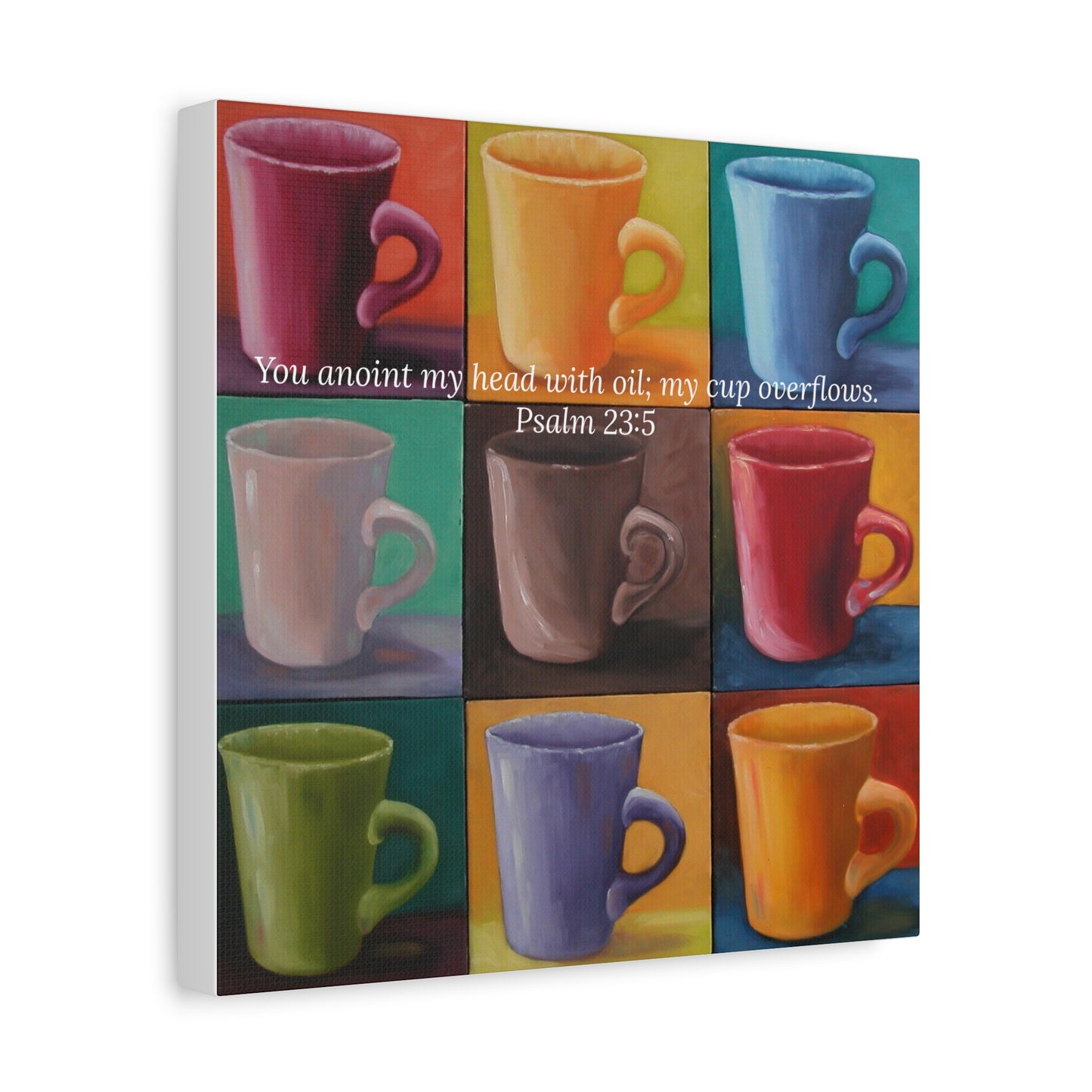 Cup of Joy Canvas – Original Oil Painting of Coffee Mugs by P. French Barber  Inspirational Kitchen Art by Paper Cut Muse
