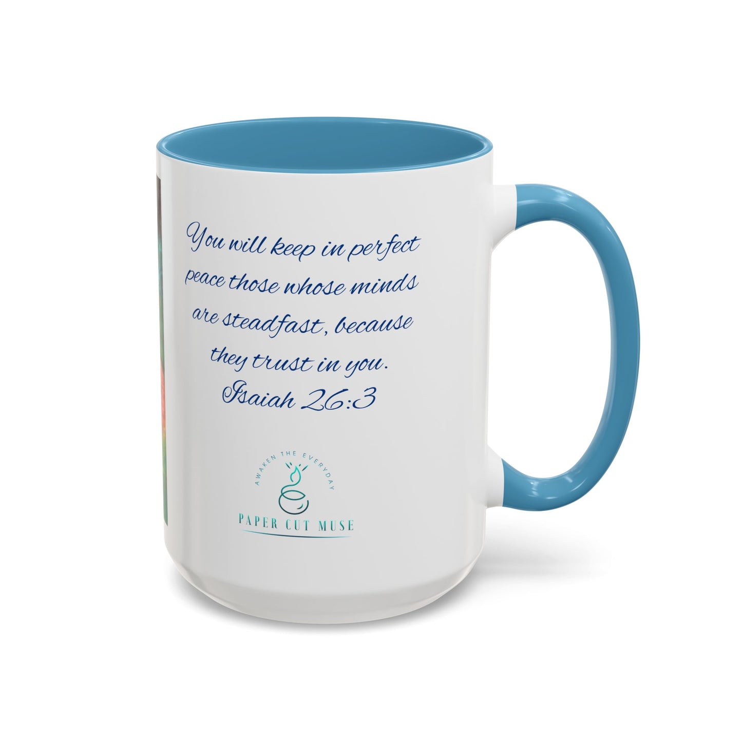 Perfect Peace Mug – Isaiah 26:3 Scripture | Original Artwork by P. French Barber | Faith-Based Ceramic Coffee Cup