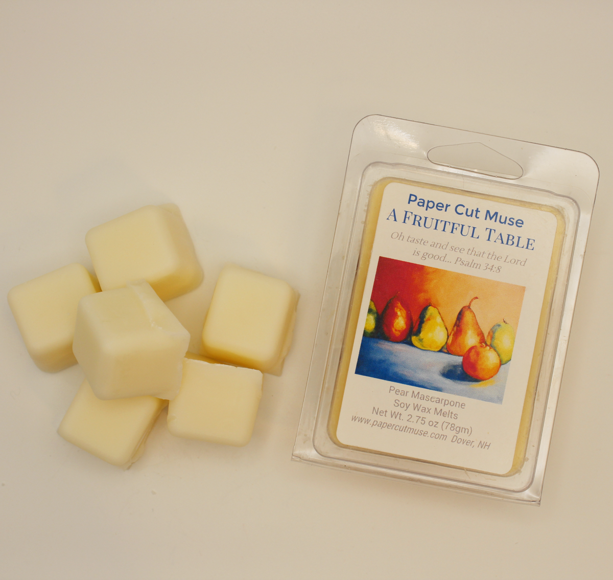 A Fruitful Table Soy Wax Melts – Pear Mascarpone | 2.75 oz Phthalate‑Free | Paper Cut Muse