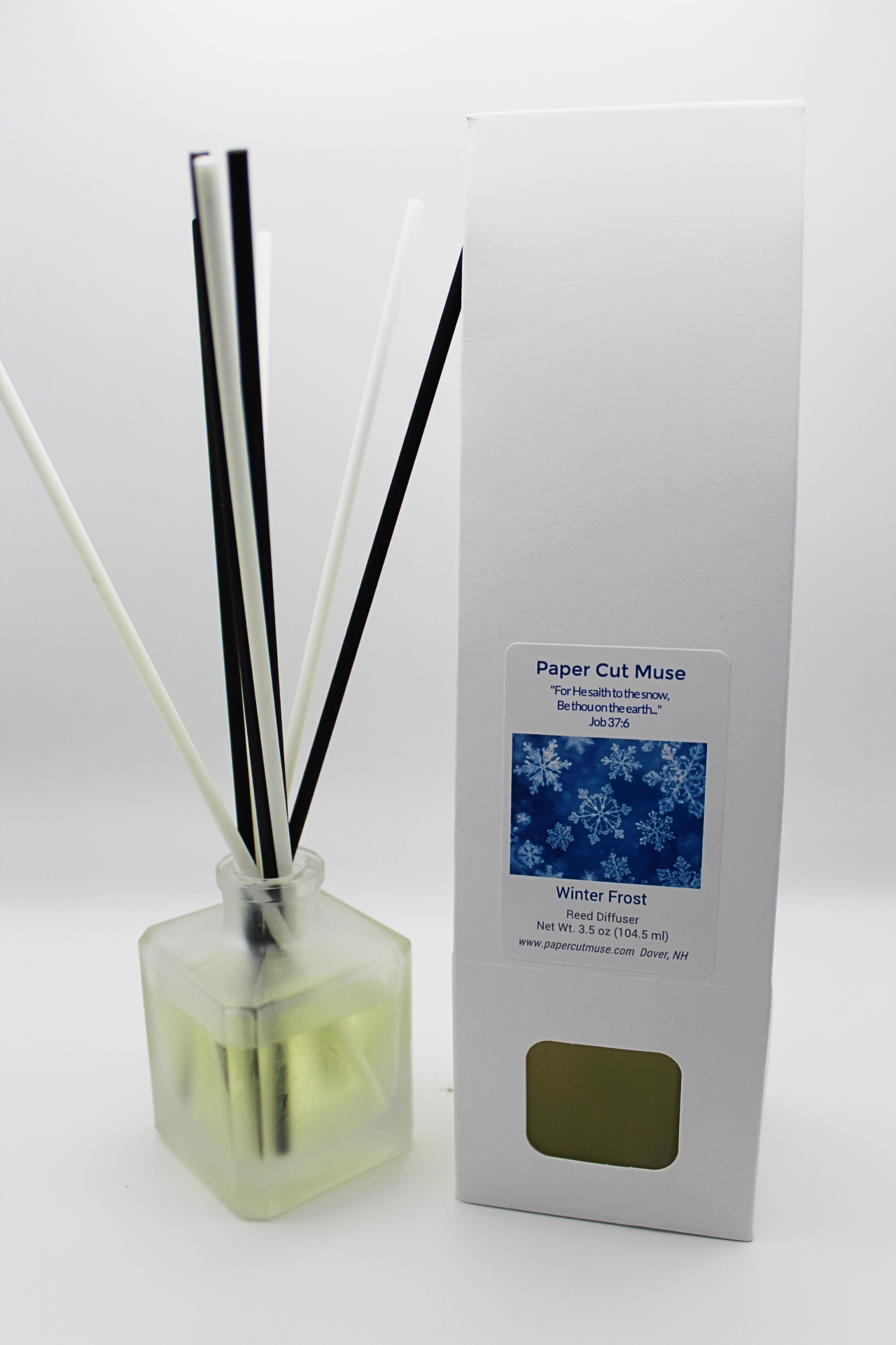 Winter Frost Reed Diffuser – Seasonal Limited Release 3.5 oz Crisp Snow & Hearth Scent Gift Boxed USA Made