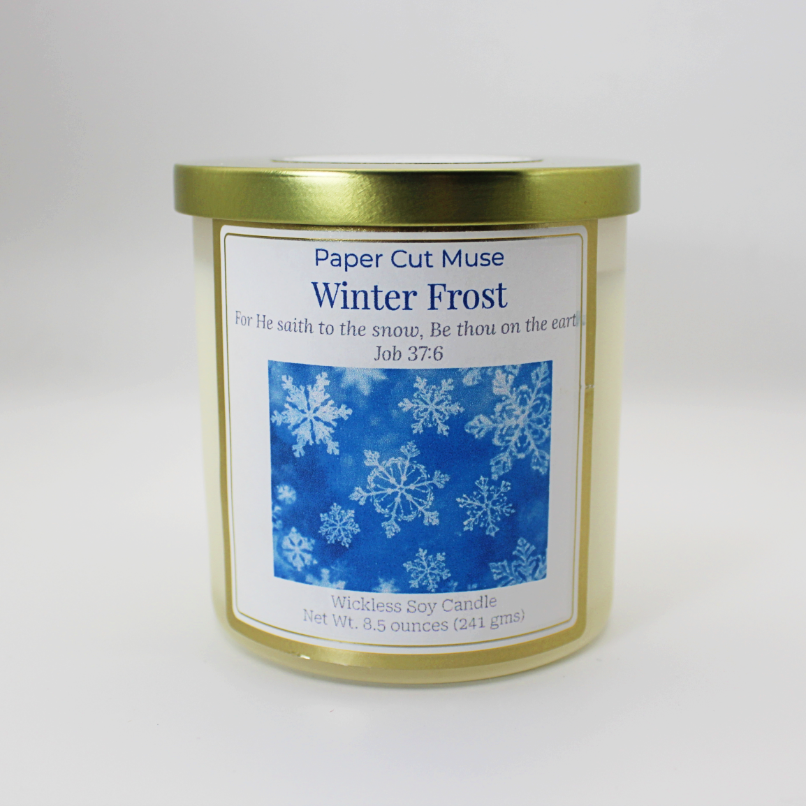 Wickless Winter Frost Soy Candle – Holiday Limited Release 8.5 oz Crisp Snow & Hearth Scent Frosted White Jar with Gold Lid USA Made
