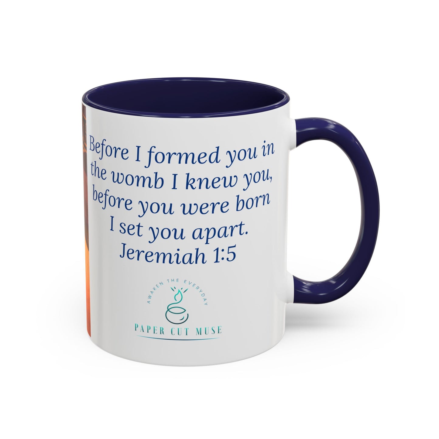Worn and Known Mug – Jeremiah 1:5 Scripture | Watercolor Artwork by P. French Barber | Faith-Based Ceramic Coffee Cup