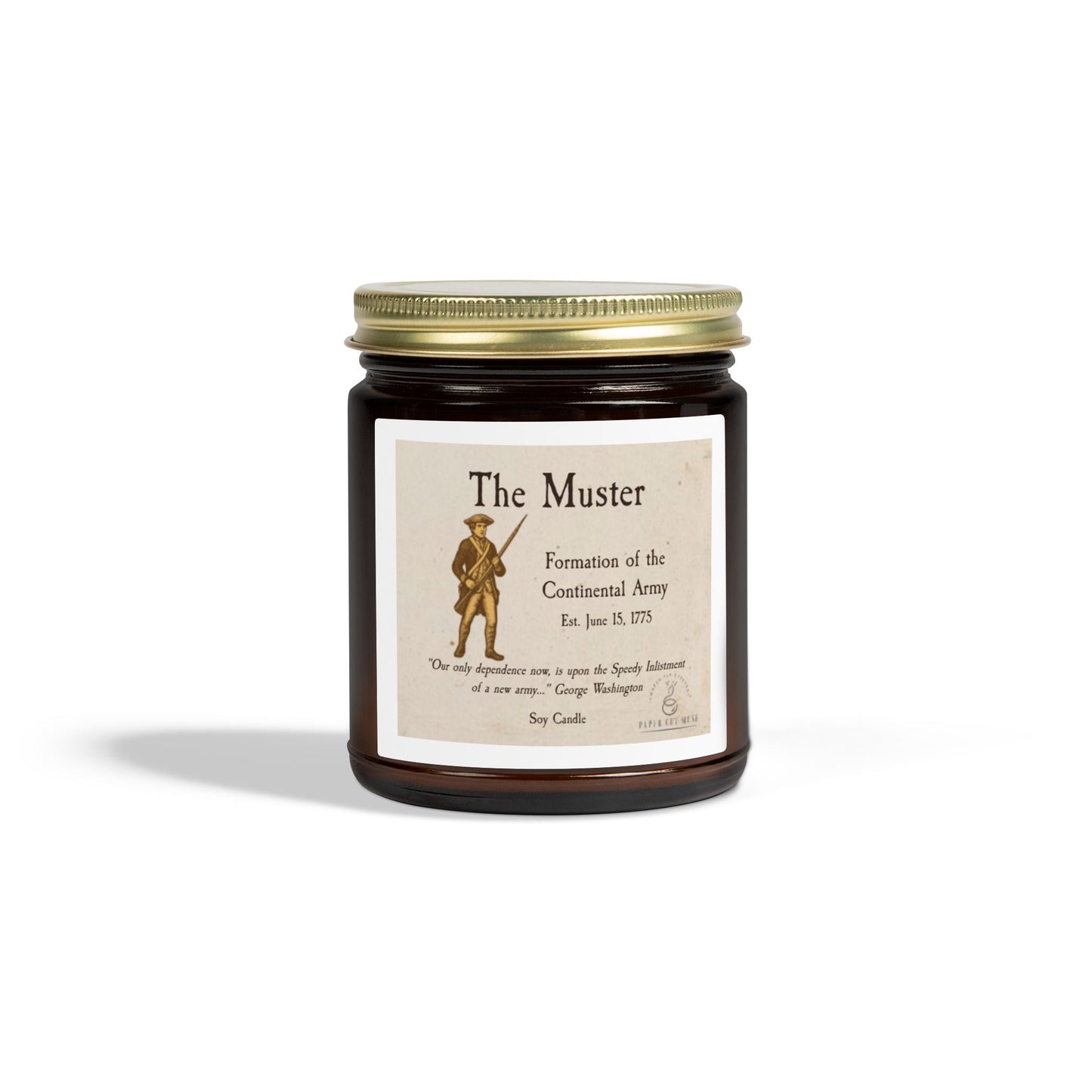 The Muster – Continental Army Soy Candle  America 250 Collection  Paper Cut Muse