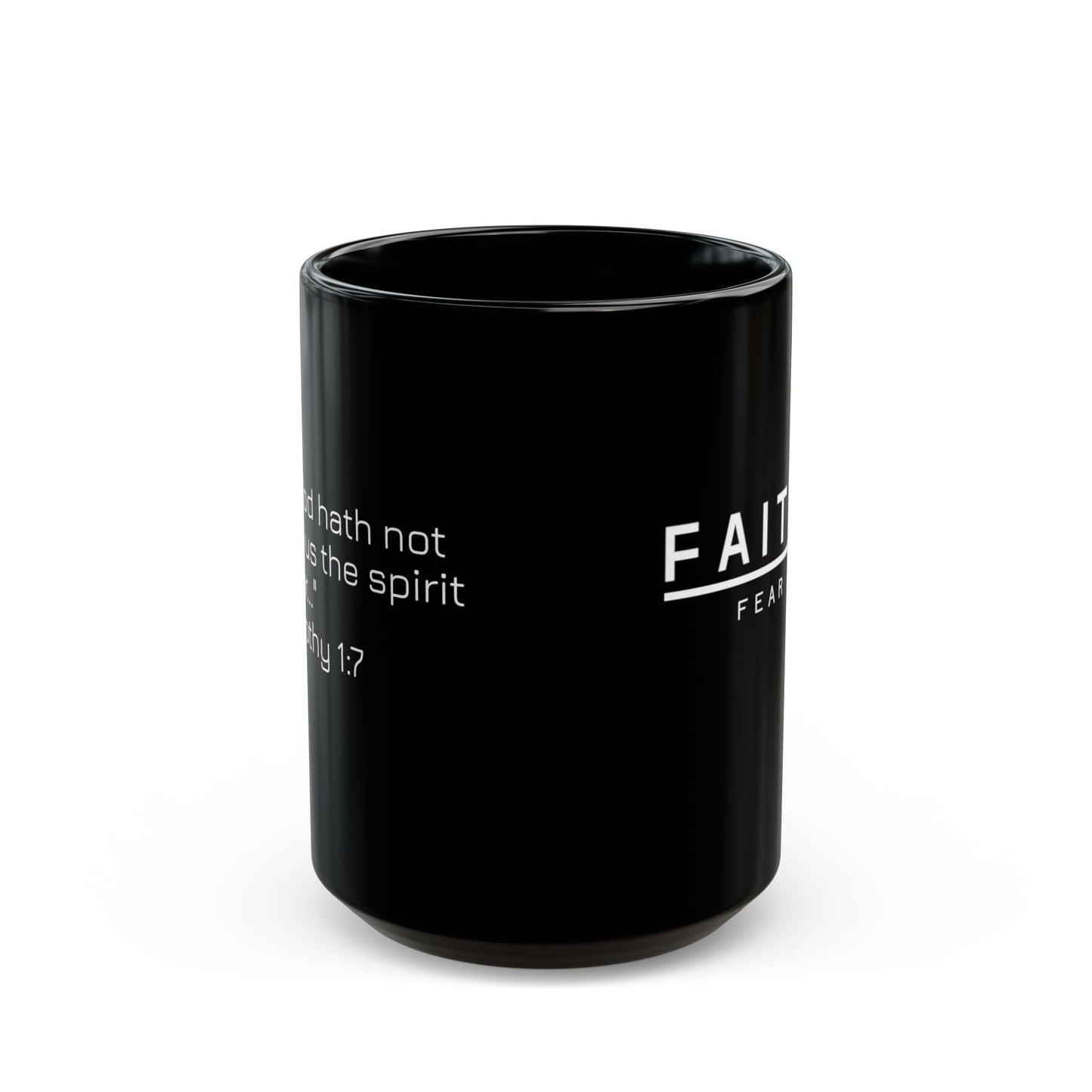Faith Over Fear Black Ceramic Mug — Inspirational Christian Coffee Cup (11oz/15oz)