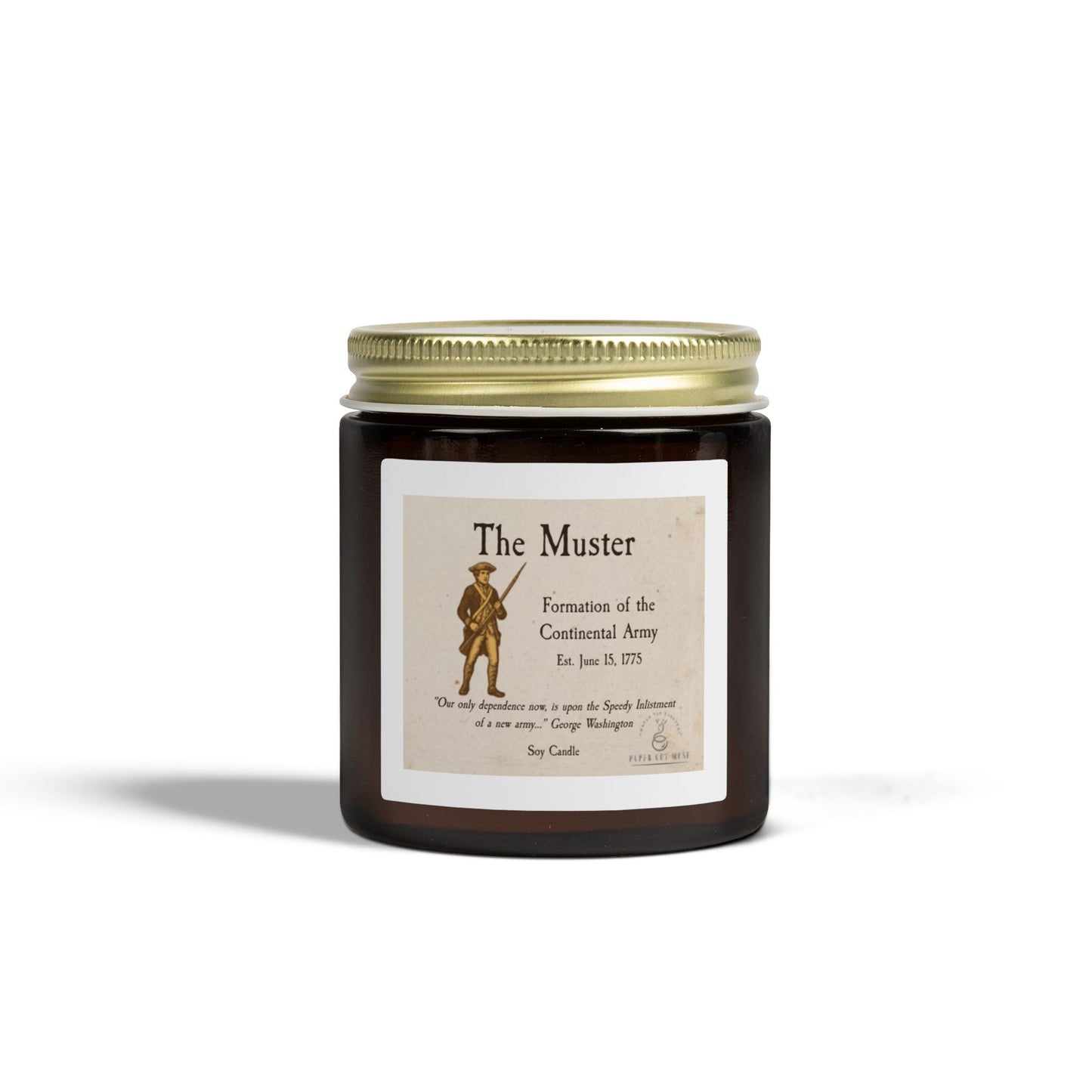 The Muster – Continental Army Soy Candle  America 250 Collection  Paper Cut Muse