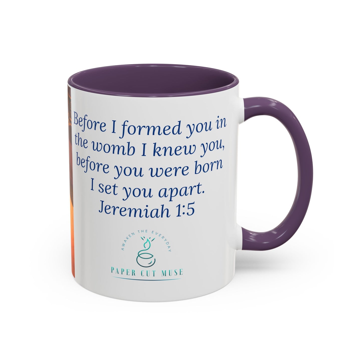 Worn and Known Mug – Jeremiah 1:5 Scripture | Watercolor Artwork by P. French Barber | Faith-Based Ceramic Coffee Cup
