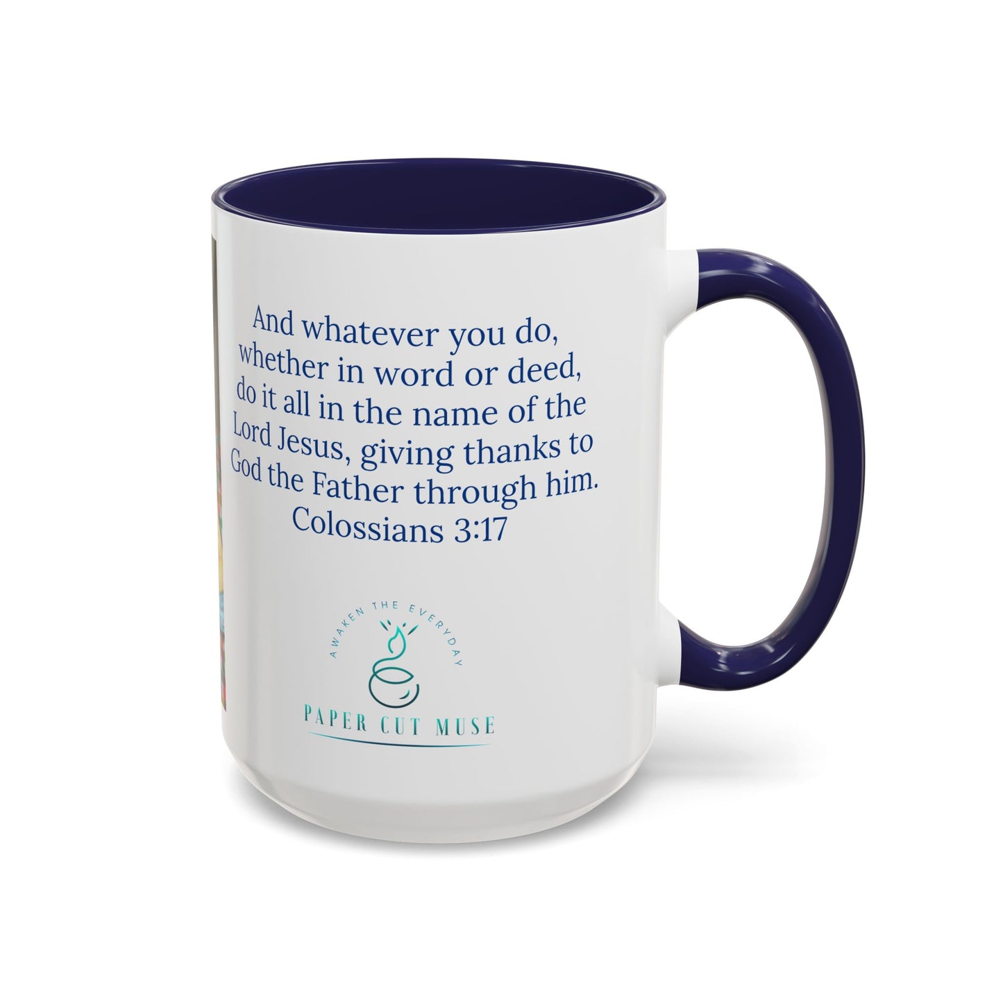 Stirred with Love Mug – Colossians 3:17 Scripture | Original Kitchen Illustration by P. French Barber | Faith-Based Ceramic Cup