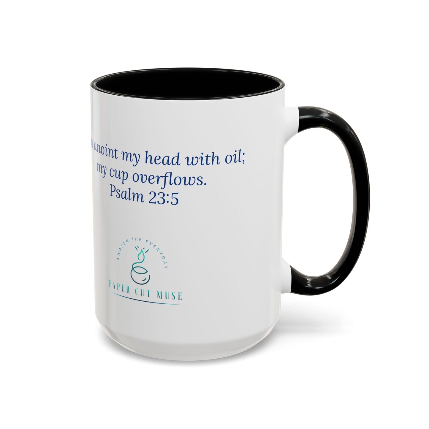 Cup of Joy Mug – Psalm 23:5 Scripture | Original Artwork by P. French Barber | Faith-Based Ceramic Coffee Cup