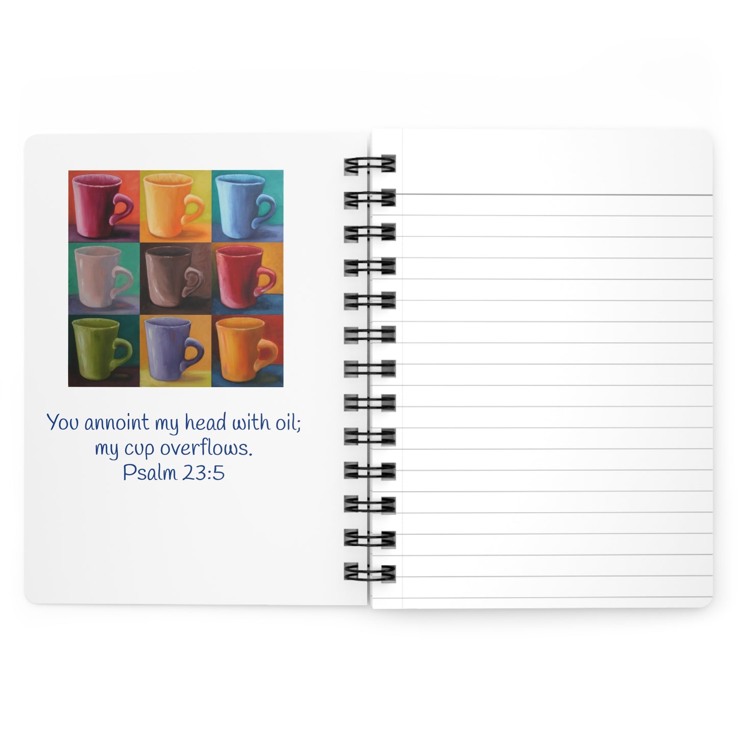 Cup of Joy Journal – Faith-Inspired Notebook with Psalm 23:5 and Original Mug Artwork by P. French Barber