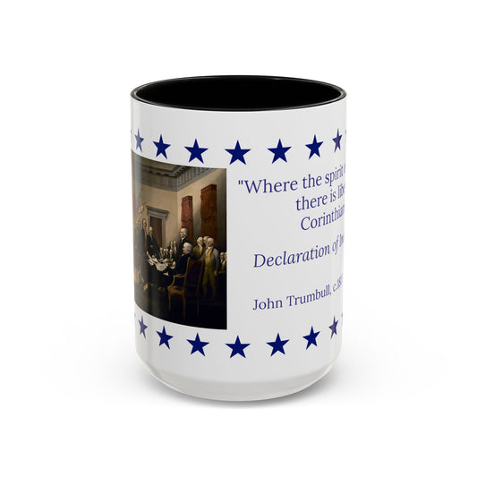 Patriotic Quote Accent Coffee Mug — "Where the spirit of the Lord is, there is liberty."
