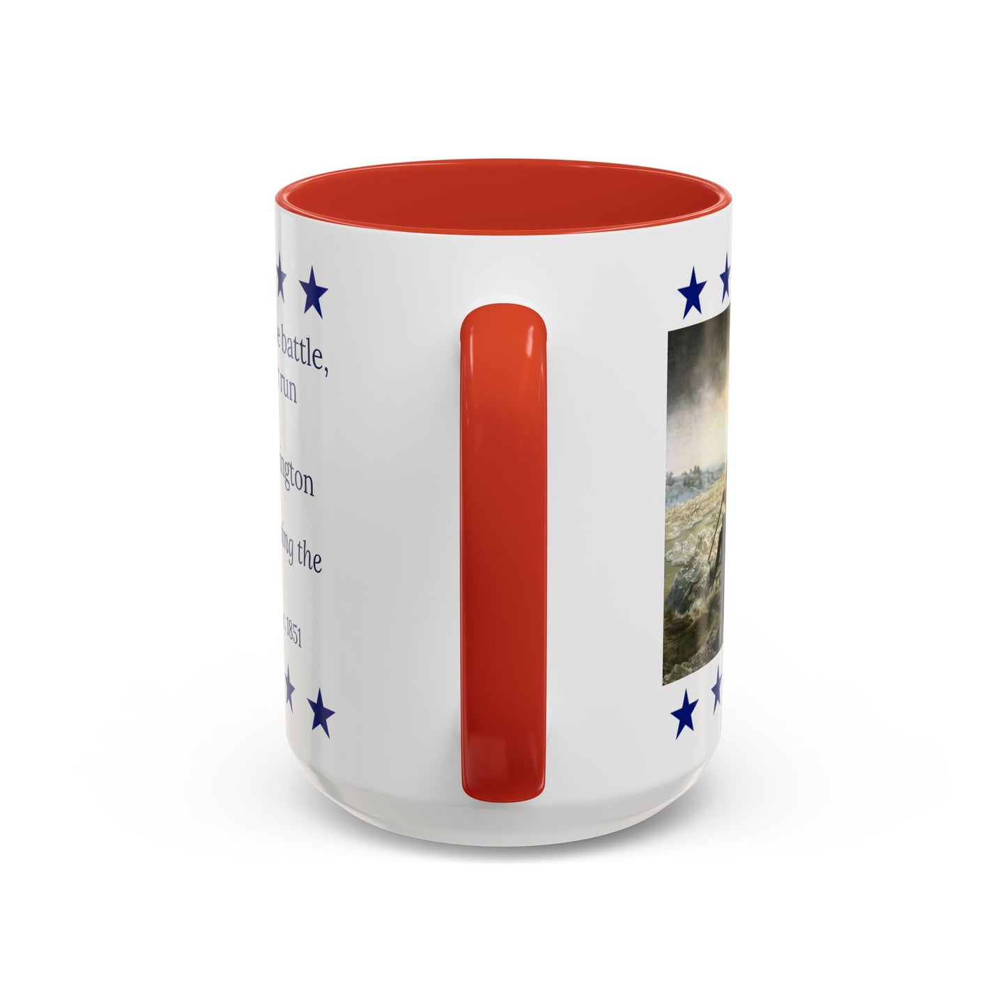 Washington Crossing the Delaware Mug – 15 oz Patriotic Coffee Cup with George Washington Quote  Red or Navy  America 250 Collection by Paper Cut Muse