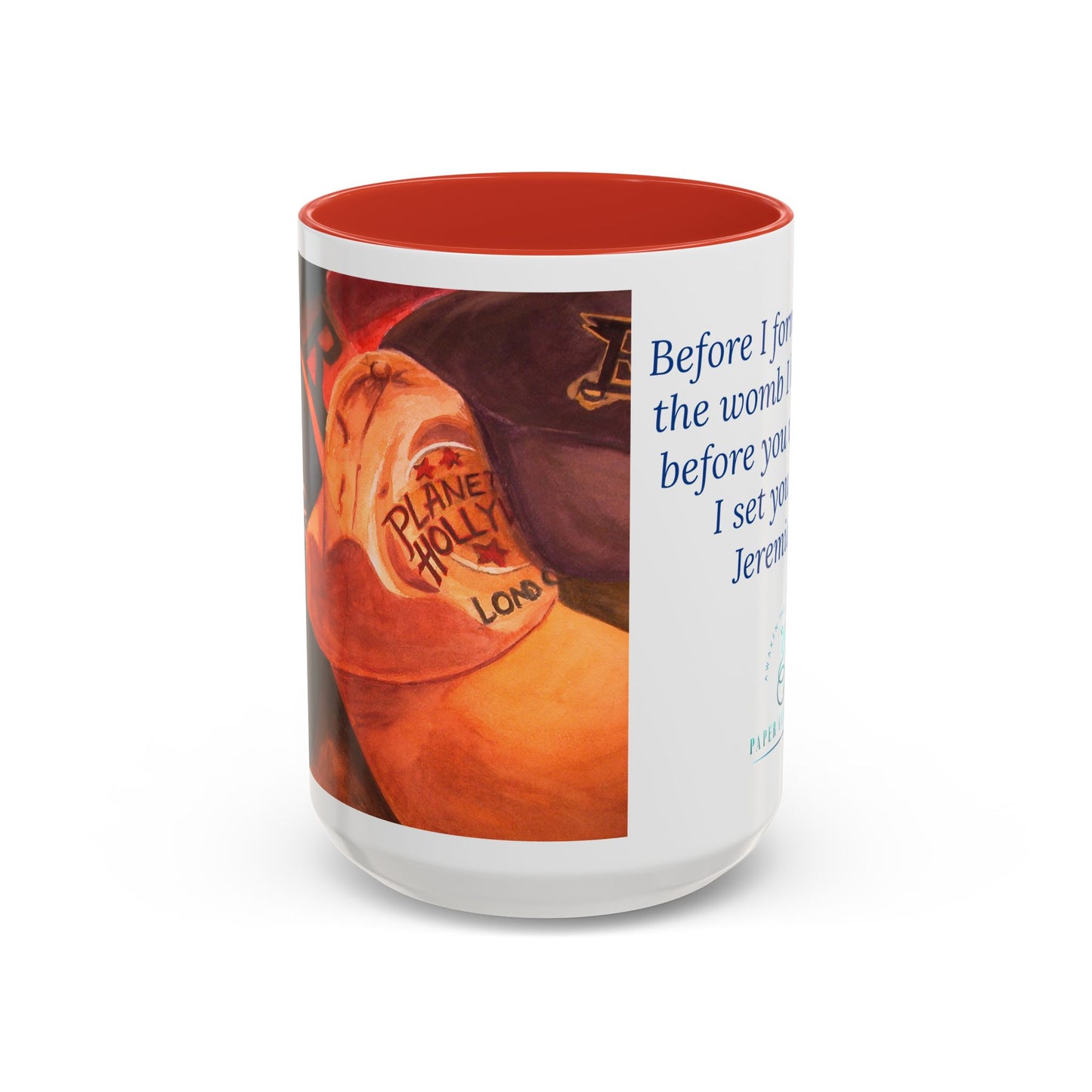 Worn and Known Mug – Jeremiah 1:5 Scripture | Watercolor Artwork by P. French Barber | Faith-Based Ceramic Coffee Cup