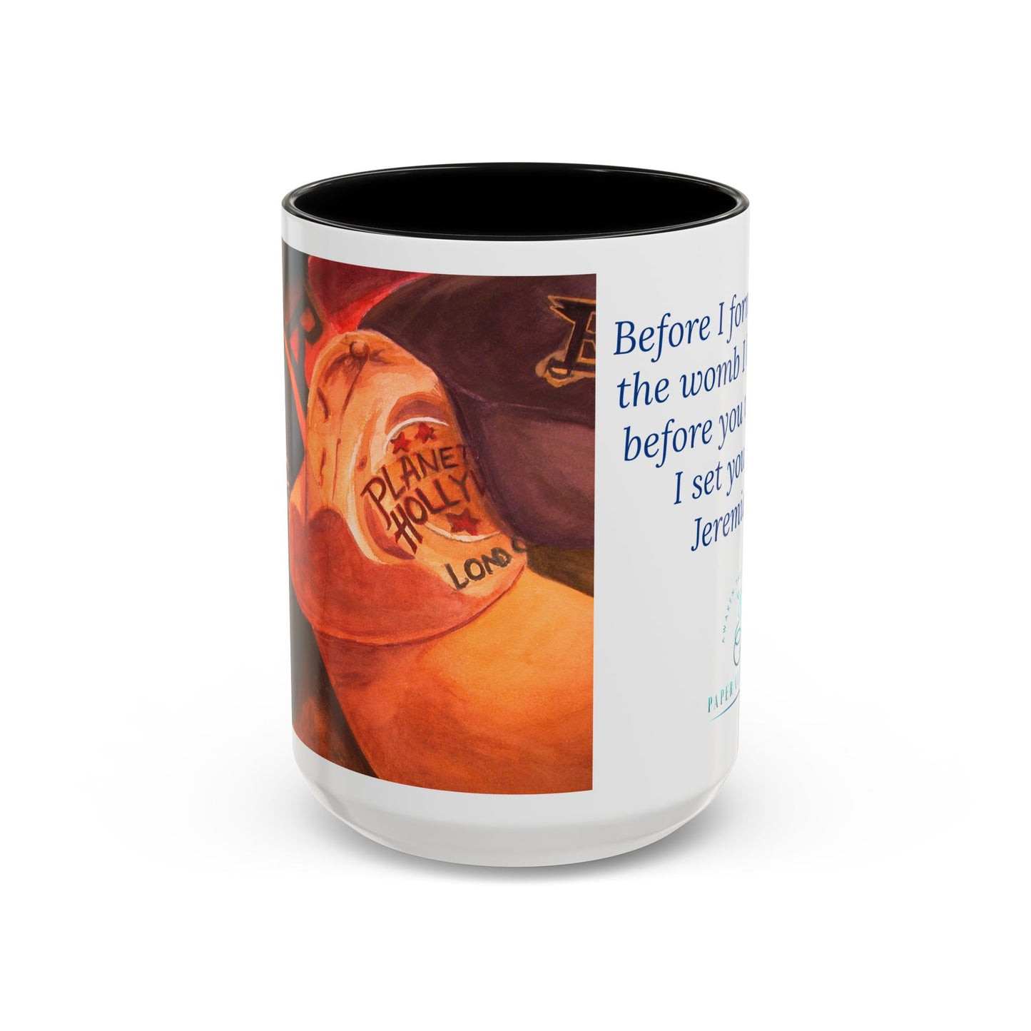 Worn and Known Mug – Jeremiah 1:5 Scripture | Watercolor Artwork by P. French Barber | Faith-Based Ceramic Coffee Cup
