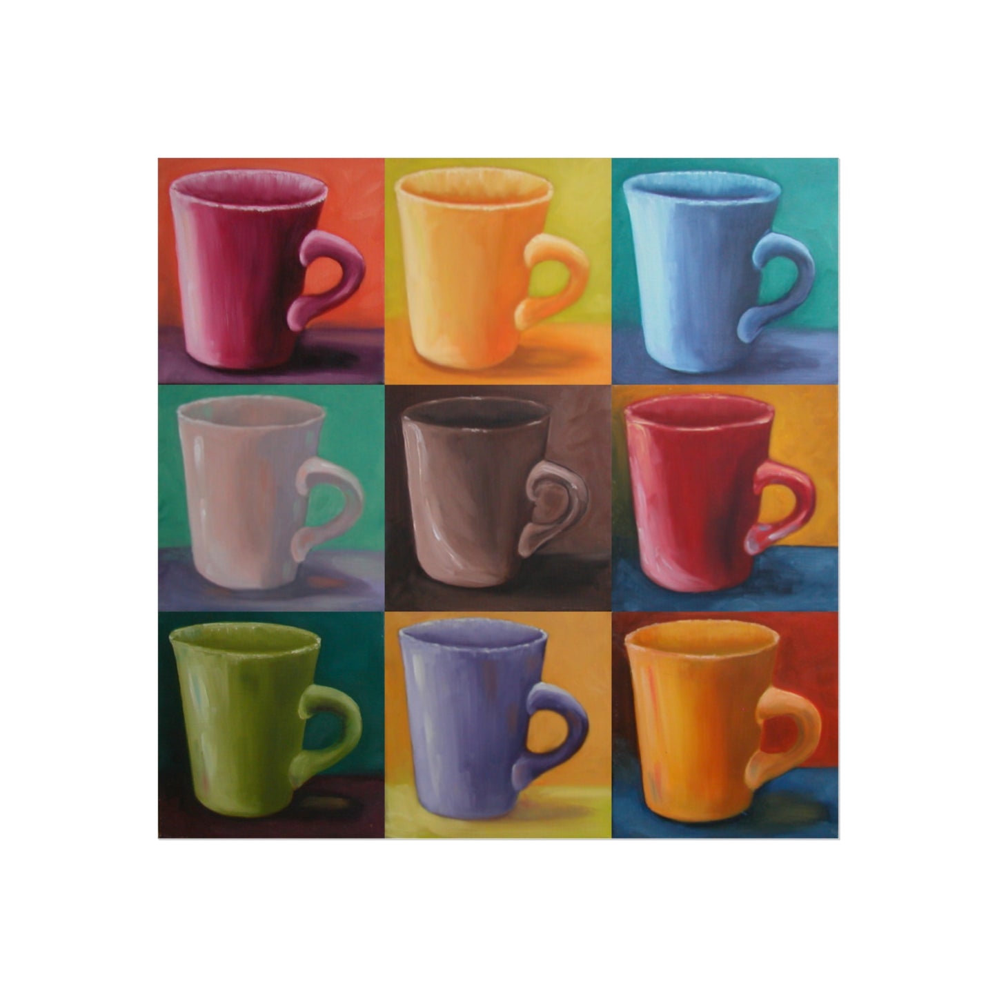 Cup of Joy Fine Art Poster – Colorful Coffee Mug Grid by P. French Barber