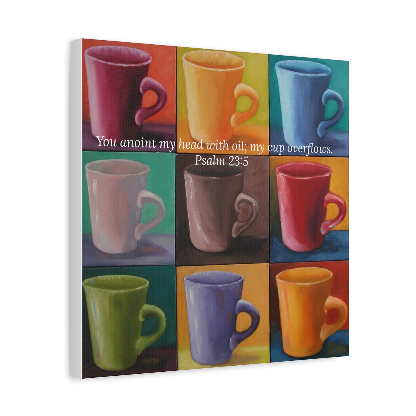 Cup of Joy Canvas – Original Oil Painting of Coffee Mugs by P. French Barber  Inspirational Kitchen Art by Paper Cut Muse