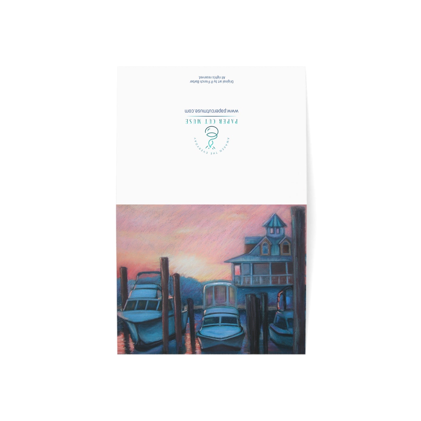 The Mooring Greeting Card – Psalm 107:29 Scripture  Coastal Pastel by P. French Barber