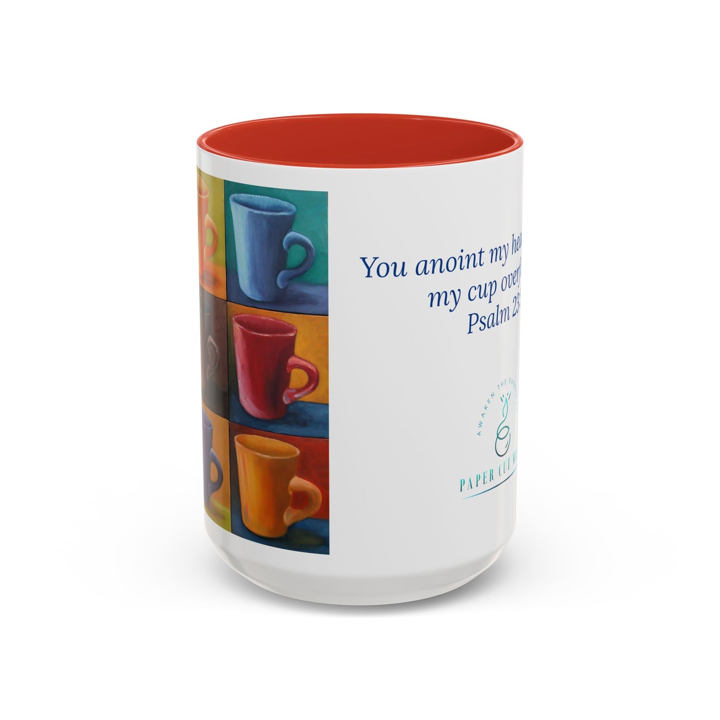 Cup of Joy Mug – Psalm 23:5 Scripture | Original Artwork by P. French Barber | Faith-Based Ceramic Coffee Cup
