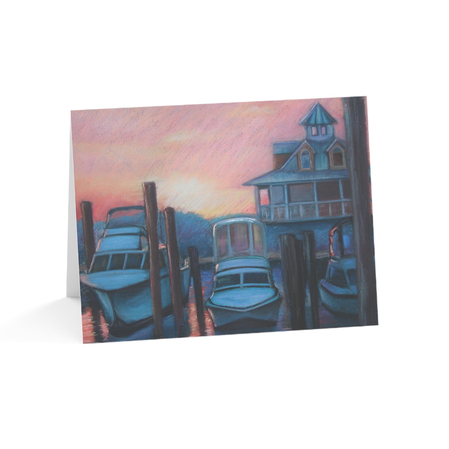 The Mooring Greeting Card – Psalm 107:29 Scripture  Coastal Pastel by P. French Barber