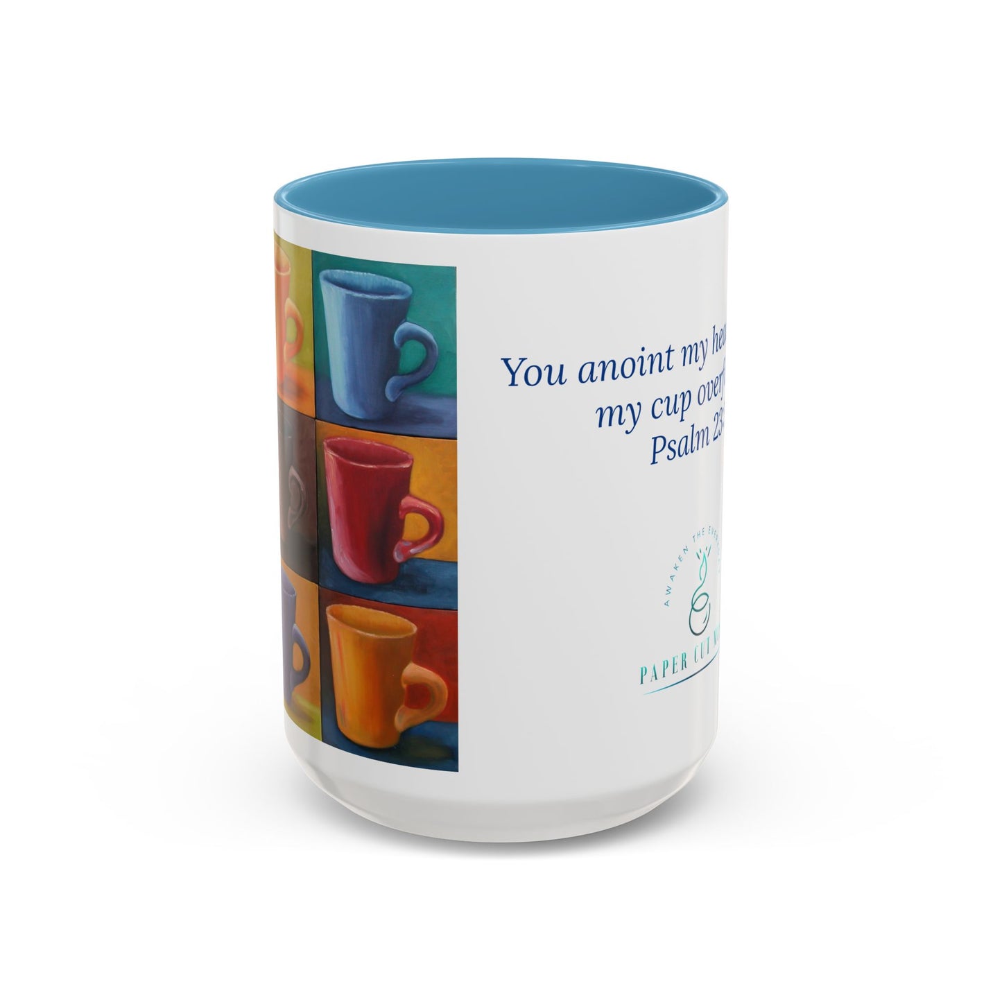 Cup of Joy Mug – Psalm 23:5 Scripture | Original Artwork by P. French Barber | Faith-Based Ceramic Coffee Cup