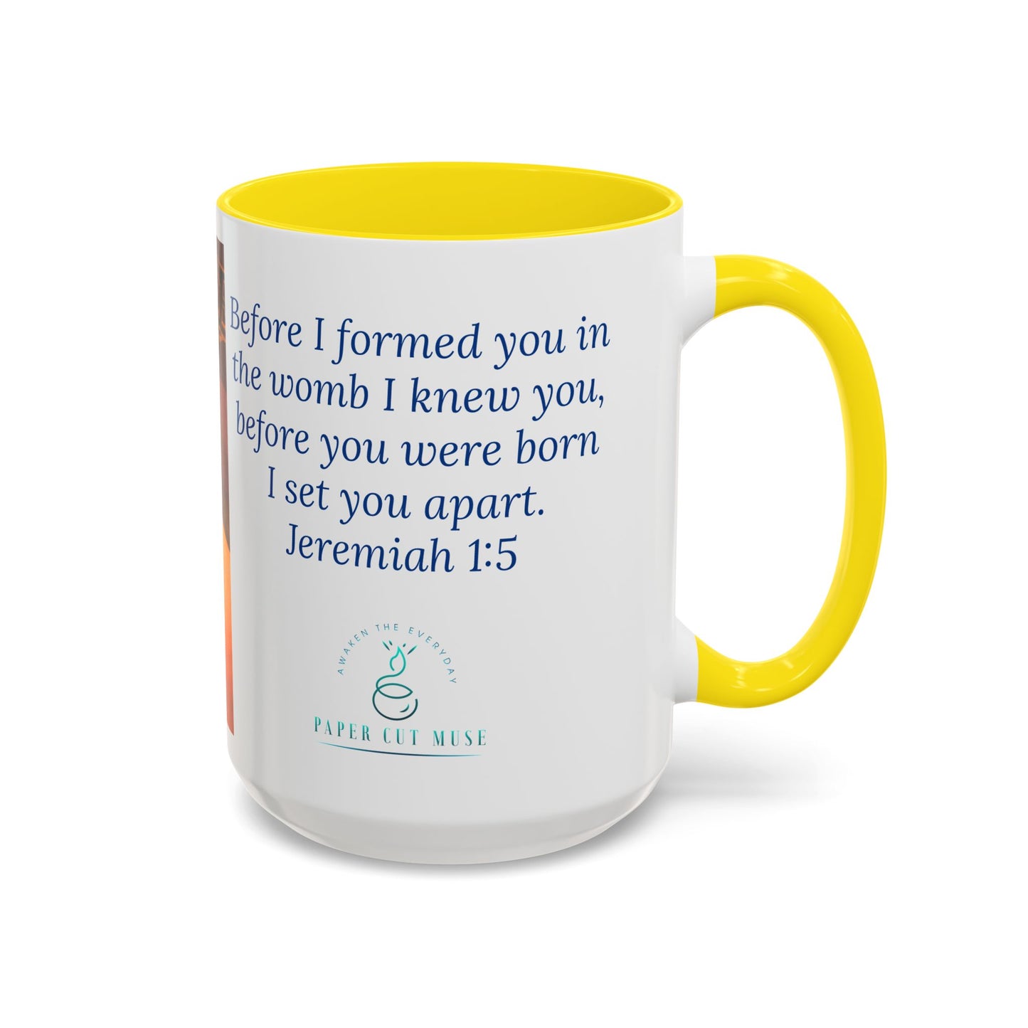 Worn and Known Mug – Jeremiah 1:5 Scripture | Watercolor Artwork by P. French Barber | Faith-Based Ceramic Coffee Cup