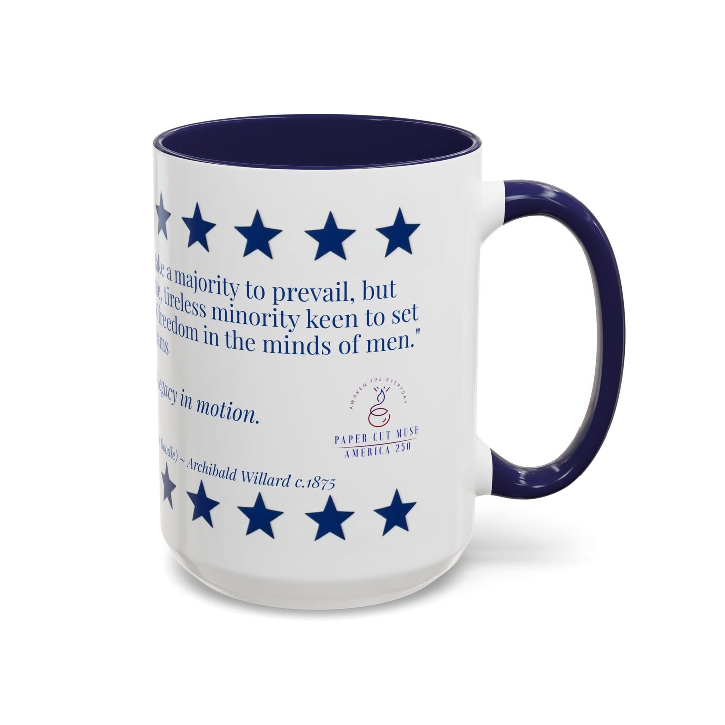 Spirit of ’76 Patriotic Coffee Mug – Samuel Adams Quote – America 250 Commemorative Gift by Paper Cut Muse