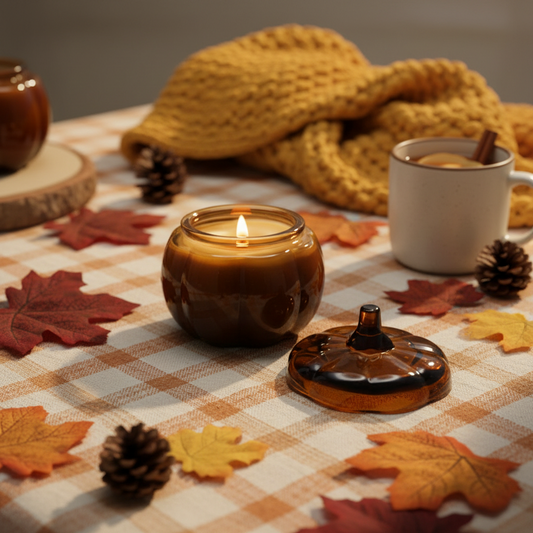 Amber Harvest Cream – 5 oz Bronze Pumpkin Soy Candle | Fall Collection | USA Made