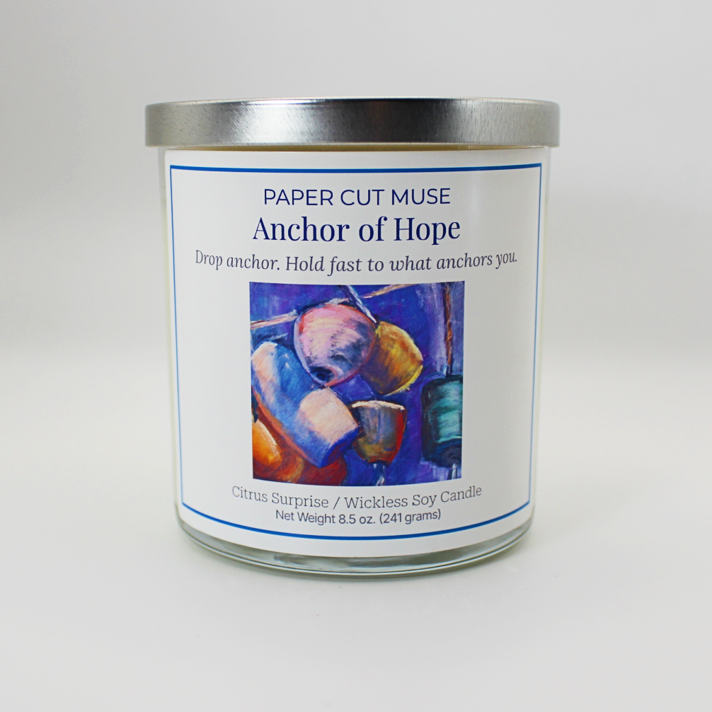 Wickless Citrus Surprise Soy Candle – Anchor of Hope Collection  8.5 oz  USA Made