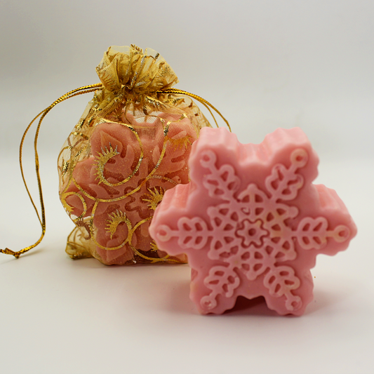 Snowflake Soap Collection – Hand Poured 3.5 oz Bars  Mango Coconut Shea Butter  Apple Ginger & Peppermint Eucalyptus Scents  Gift Bagged