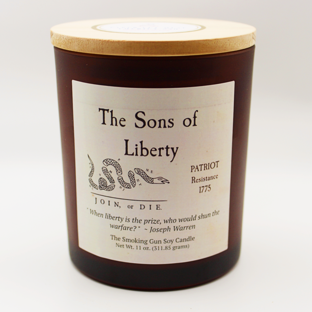 The Sons of Liberty Candle – Smoking Gun Scent Soy Candle | America 250 Collection | Wood Lid | USA Made