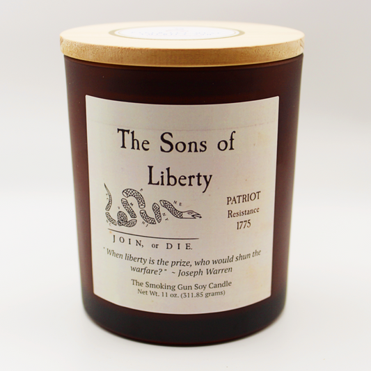 The Sons of Liberty Candle – Smoking Gun Scent Soy Candle | America 250 Collection | Wood Lid | USA Made