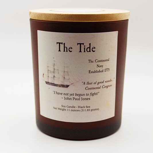 The Tide Candle – Black Sea Scent Soy Candle | America 250 Collection | Wood Lid | USA Made