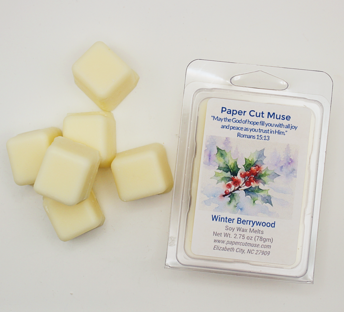 Winter Berrywood Soy Wax Melts – Holiday Collection | 2.75 oz Phthalate‑Free | Paper Cut Muse